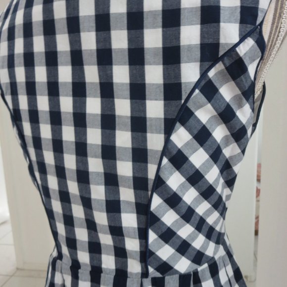 Like New Sleeveless Corset Front Dress Navy & White Gingham Check BOHO M… - Picture 11 of 15